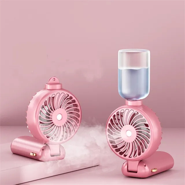 Portable Usb Rechargeable Handheld Digital Display Fan Mini Water Mist Foldable Spray Fan With Air Humidifier Phone Holder Stand