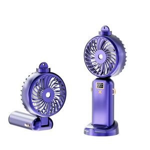 Portable Usb Rechargeable Handheld Digital Display Fan Mini Water Mist Foldable Spray Fan With Air Humidifier Phone Holder Stand