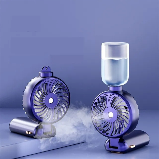 Portable Usb Rechargeable Handheld Digital Display Fan Mini Water Mist Foldable Spray Fan With Air Humidifier Phone Holder Stand