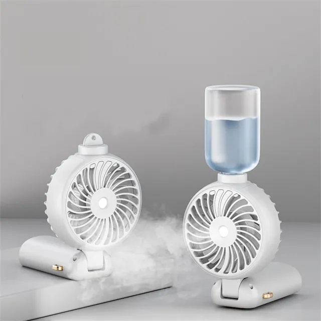 Portable Usb Rechargeable Handheld Digital Display Fan Mini Water Mist Foldable Spray Fan With Air Humidifier Phone Holder Stand