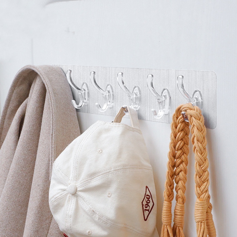 Wholesale Customized Reusable Transparent Wall Hooks Coat Hooks for Bathroom Bedroom Hotel