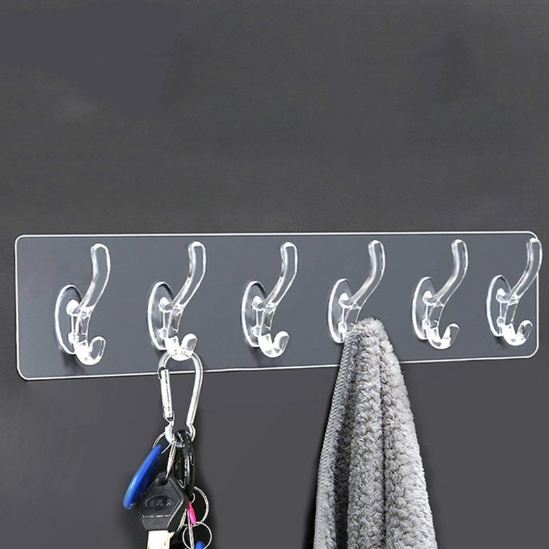 Wholesale Customized Reusable Transparent Wall Hooks Coat Hooks for Bathroom Bedroom Hotel