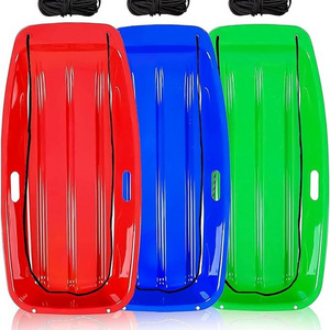 Wholesale Custom OEM 1-2 Rider Plastic Toboggan Sled Snow For Kids Adults With 2 Handles And Pull Ropes