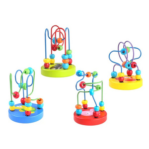 Montessori Colorful Mini Wire Roller Puzzle Counting Frames Circle Bead Maze Education Toys For Toddler Wooden Beaded Toys