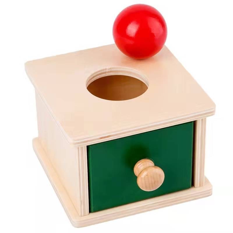 Kids Educational Training Toys Wooden Ball Drop Toy Coin Box Development Wooden Toys For Toddler Wood Object Permanence Box