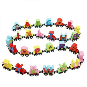 Customized Kids Montessori Wooden Toy Magnetic Train Set Toys Wooden Digital Train Wholesale Wooden Letter Train