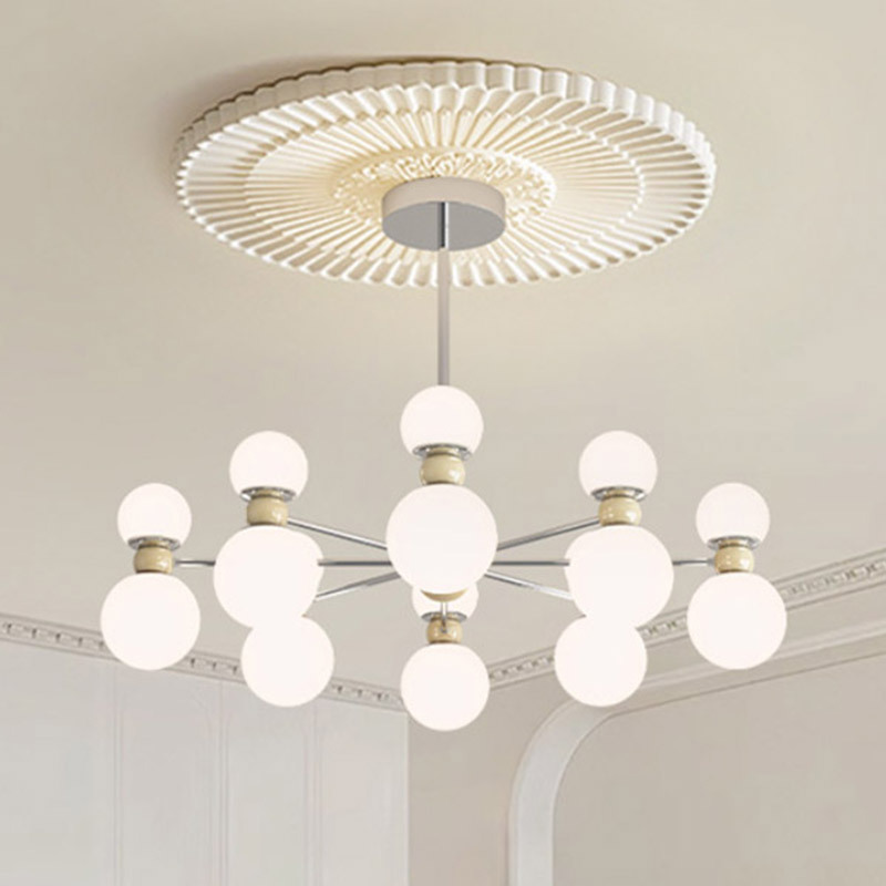 Nordic design milky white room modern round globe chandelier led circle ball shape lights globe pendant light