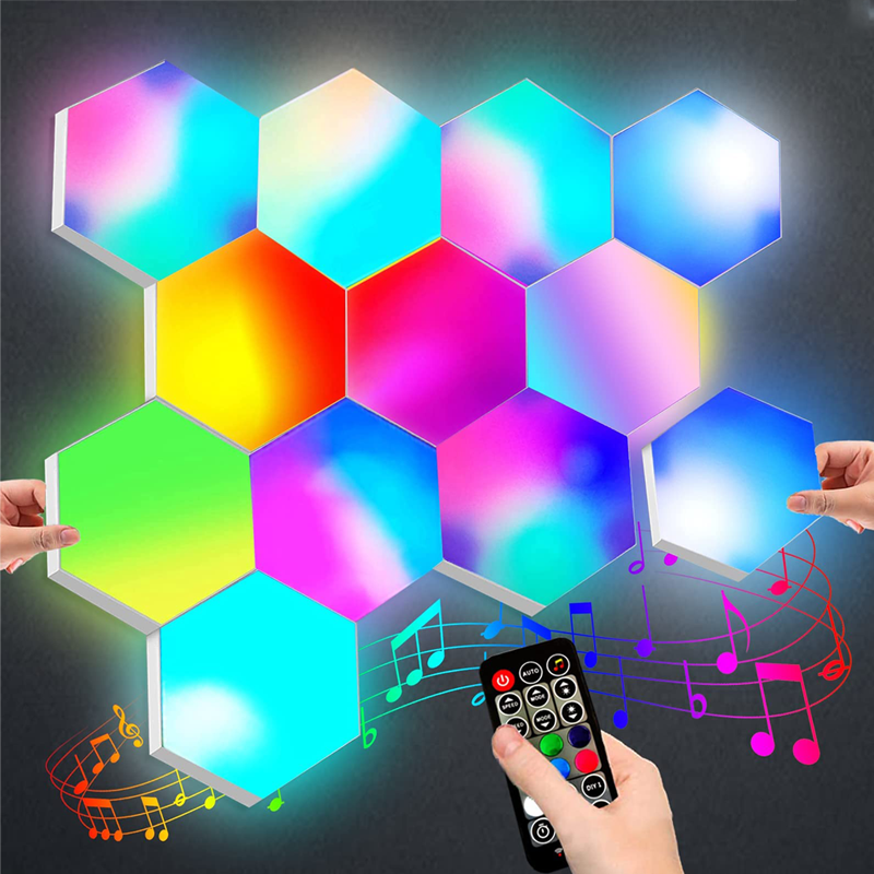 3/6/10Pack Smart WiFi App RGB IC Quantums Light Hexagonal LED Light Panel Hexagons Modular Voice Sensitive Sensor DIY Wall Light