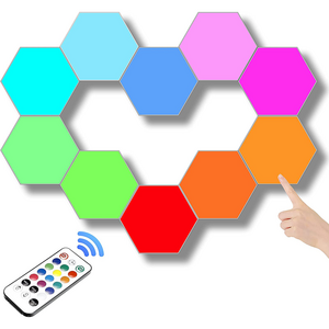 3/6/10Pack Smart WiFi App RGB IC Quantums Light Hexagonal LED Light Panel Hexagons Modular Voice Sensitive Sensor DIY Wall Light