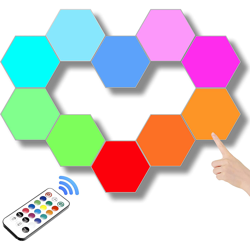 XRIVER Hexagonal LED Wall Lamp RGB Gaming LED Panel Hexagons Room Gamer Wall Decorative Music Sync Hexagonal LED Wall Lights