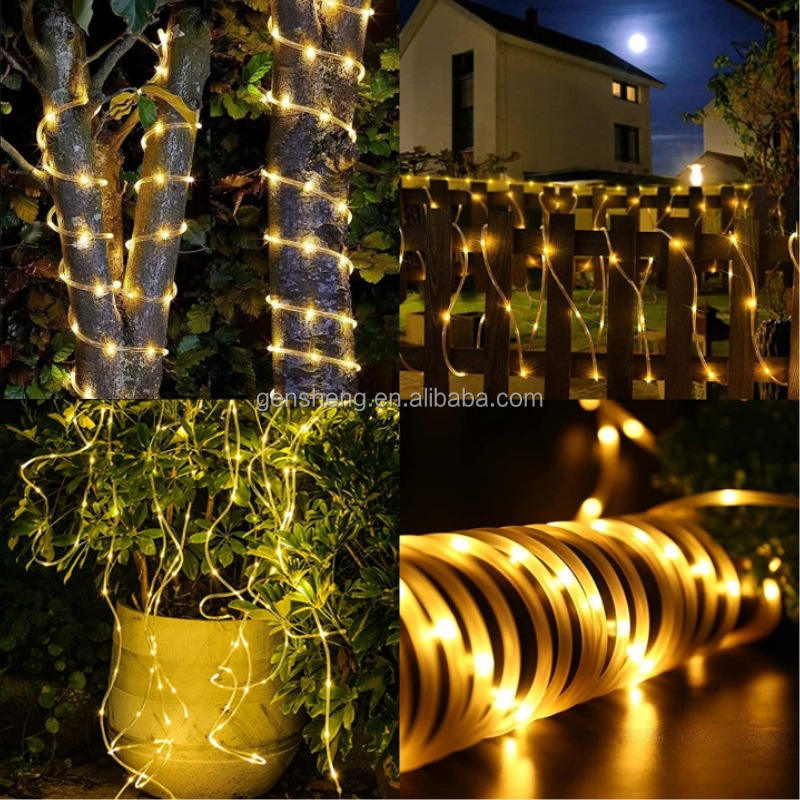 Tuya XRIVER 200/100 Leds Solar Powered Rope Tube String Lights Outdoor Waterproof Fairy Lights For Christmas Yard Decoration