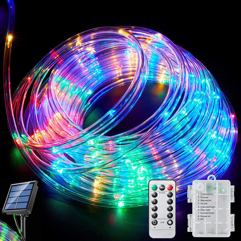 Tuya XRIVER 200/100 Leds Solar Powered Rope Tube String Lights Outdoor Waterproof Fairy Lights For Christmas Yard Decoration