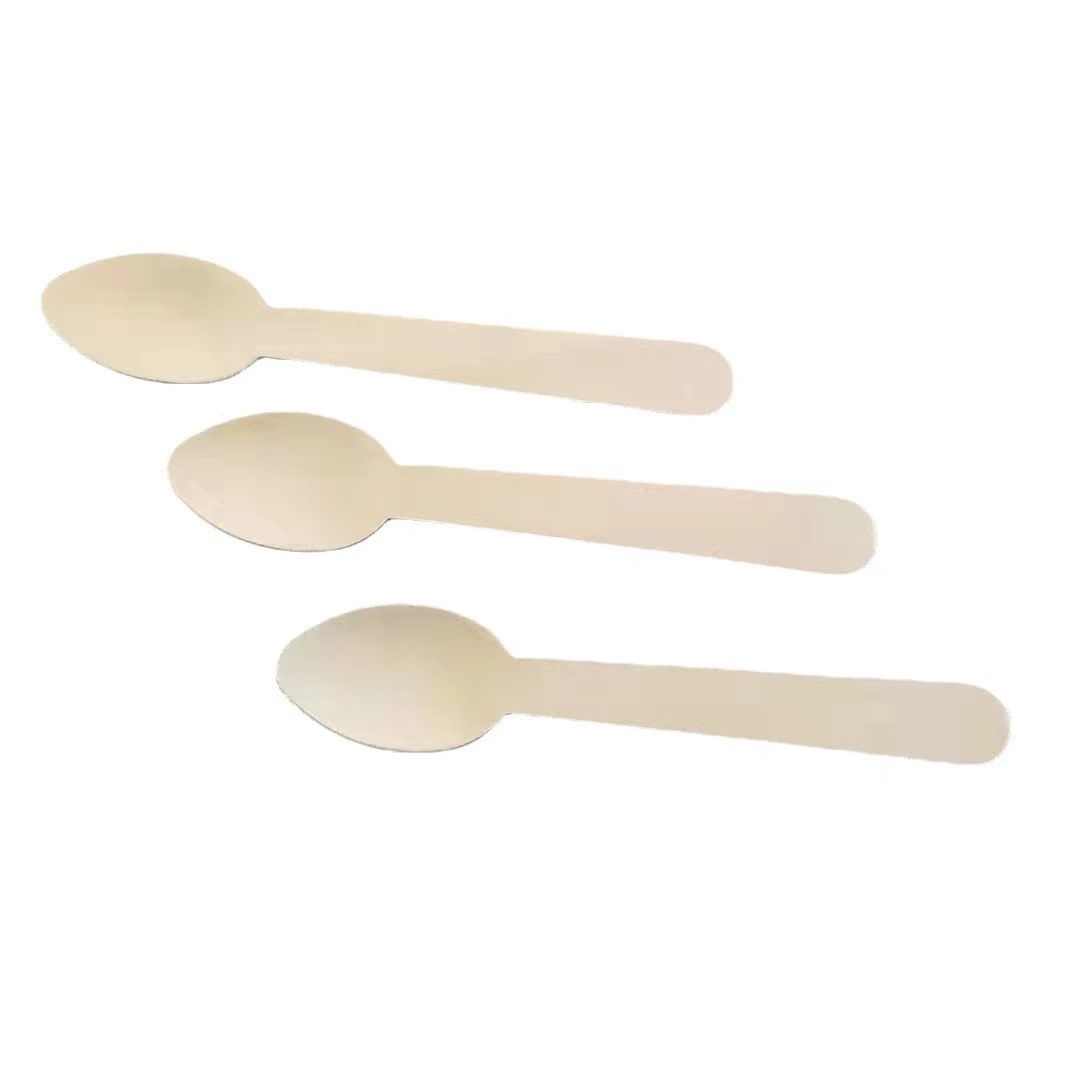 Eco-Friendly Birch Wood Kitchen Utensils Set Natural Color Disposable Knife Fork and Spoon for Weddings for Hotels