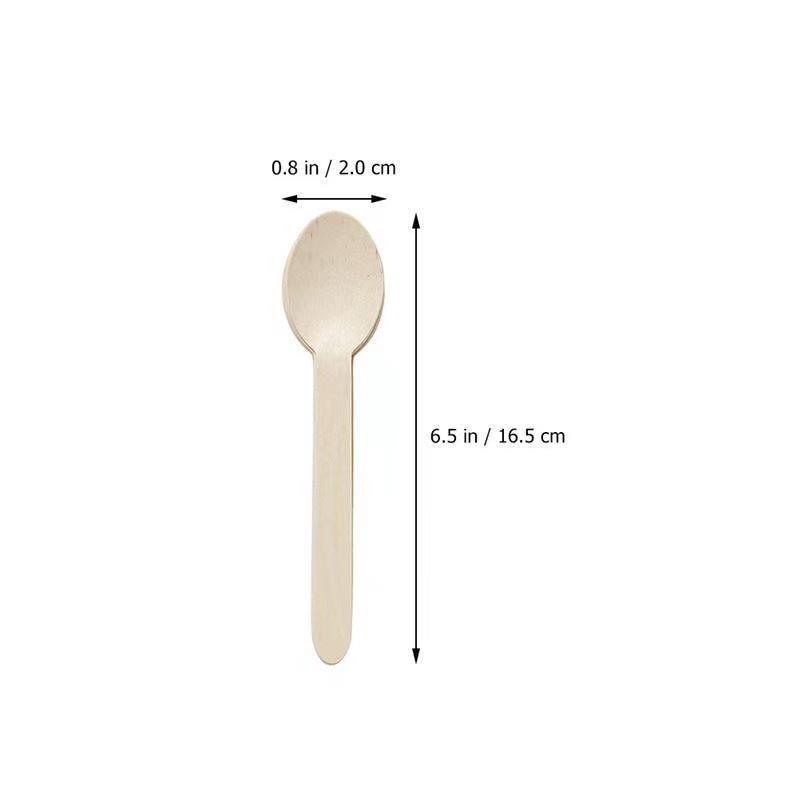 Eco-Friendly Birch Wood Kitchen Utensils Set Natural Color Disposable Knife Fork and Spoon for Weddings for Hotels