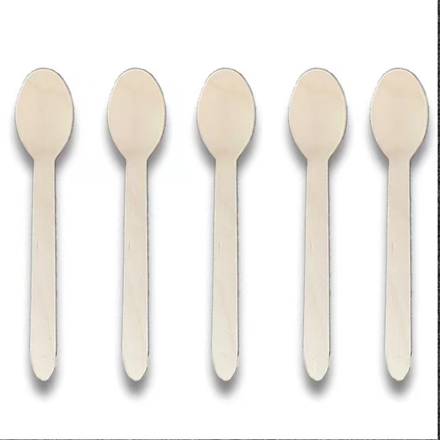 Eco-Friendly Birch Wood Kitchen Utensils Set Natural Color Disposable Knife Fork and Spoon for Weddings for Hotels