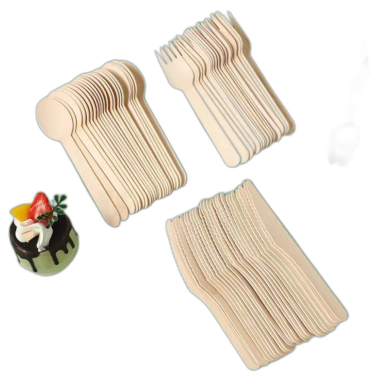 Eco-friendly disposable and inexpensive knife fork korean wooden spoon set disposable spoon wooden