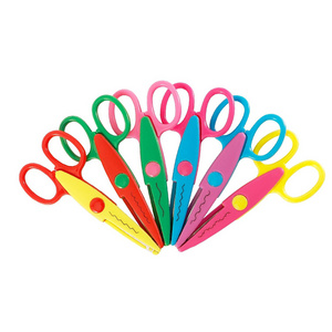 Stocked kids DIY paper cutting student school scissors serrated balde craft safety scissors for children