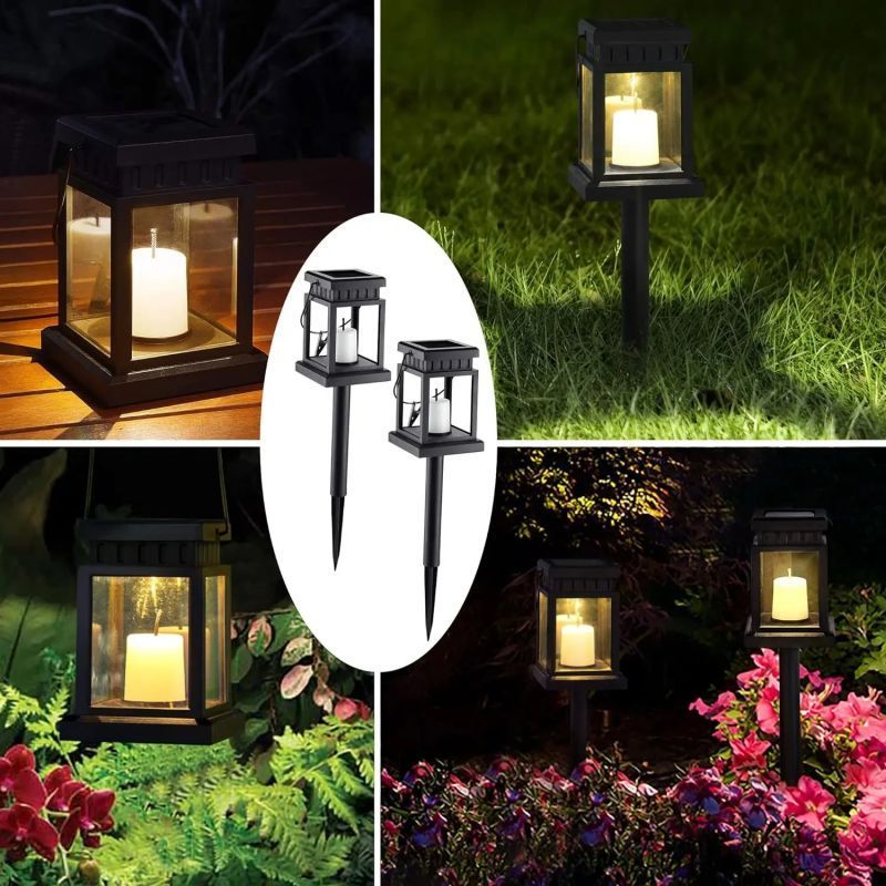 Solar Candle Lights Outdoor Patio Garden Decoration Ground Plug Lawn Lights Outdoor LED Hanging Lights