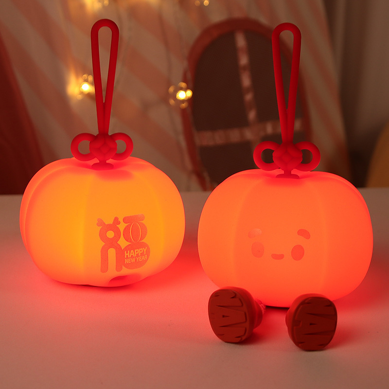 New 0.5W Cute Silicone Kids Night Light Small Lantern Pumpkin Clapping Light  Creative Gifts Spring Festival Atmosphere Lamp