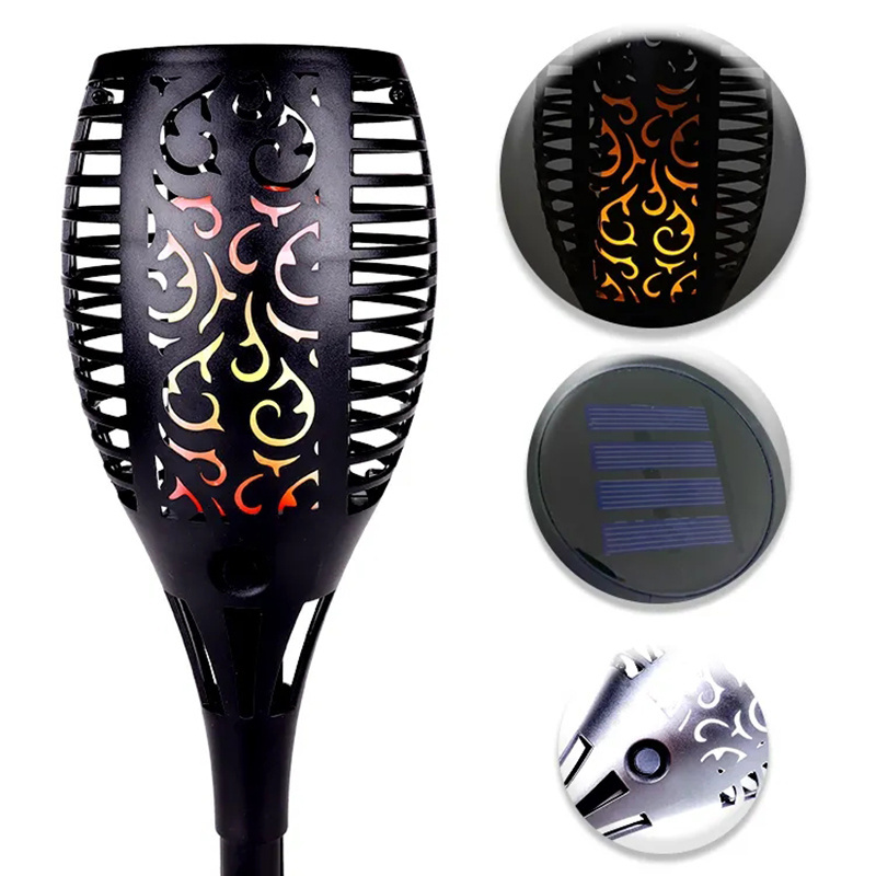 12 33 51 96 Led Solar Flame Flickering Tiki Garden Torch Night Lights For Outdoor Pathway Lights Garden Landscape Decoration