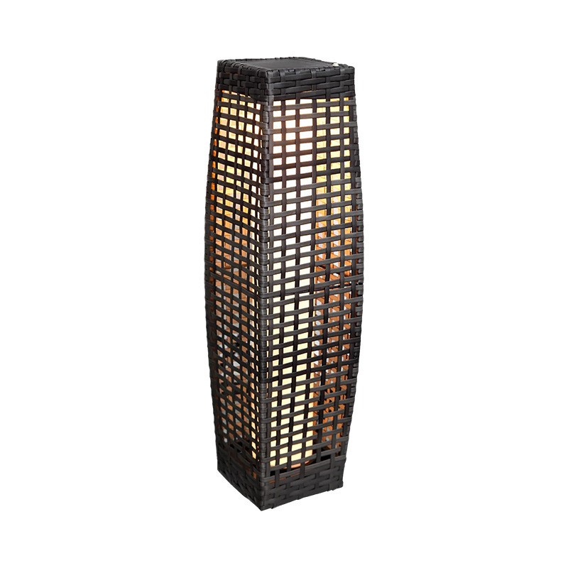 Solar Powered Rattan Lights LED Tall Outdoor Garden Patio Wicker Floor Light