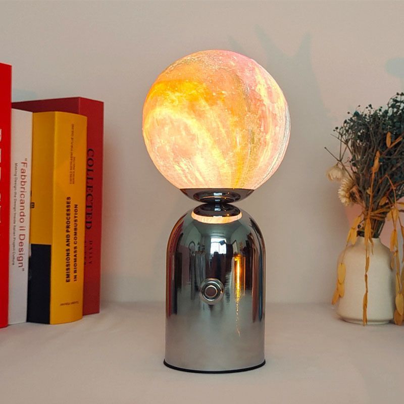 Cross Border 3D Creative Printing Moon Planet Tron LED Rechargeable Touch Table Lamp Bedroom Bedside Ambient Lights