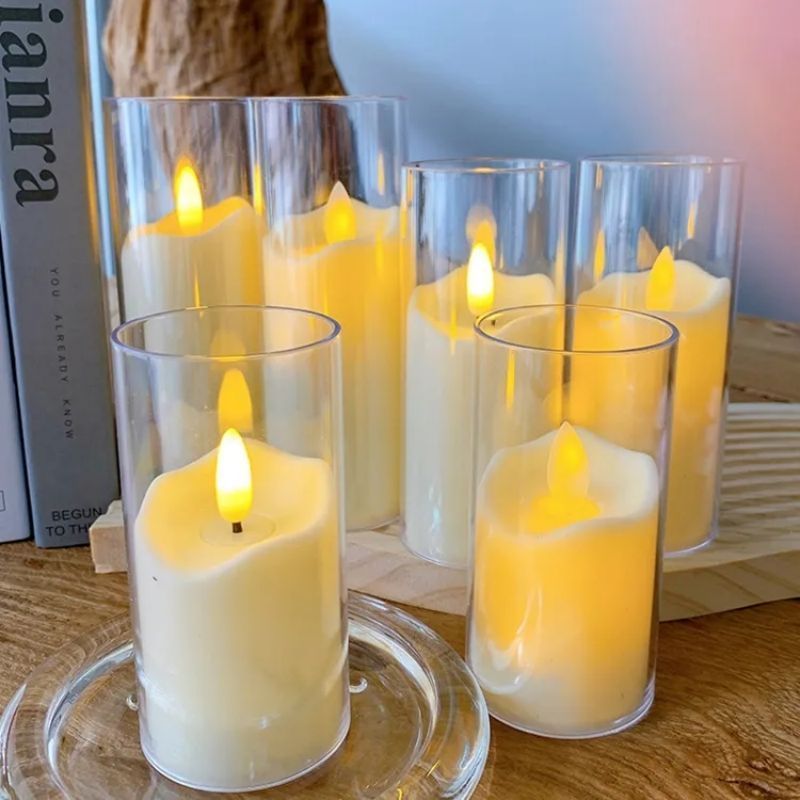 Battery Operated Pillar Flameless Flickering Wick Plastic LED Candle Home Decor Light