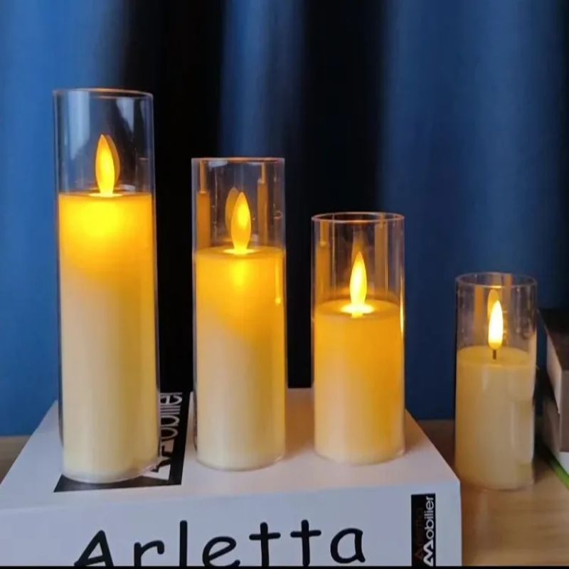 Battery Operated Pillar Flameless Flickering Wick Plastic LED Candle Home Decor Light