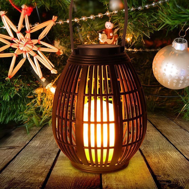 Solar Bamboo Woven Lantern Lawn Light Outdoor Patio Garden Landscape Garden Lights