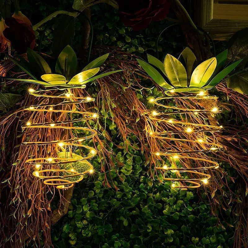 Solar Powered Iron Lanterns Patio led Copper Wire String Lights Outdoor Waterproof Garden Decoration Landscape Pineapple Lights