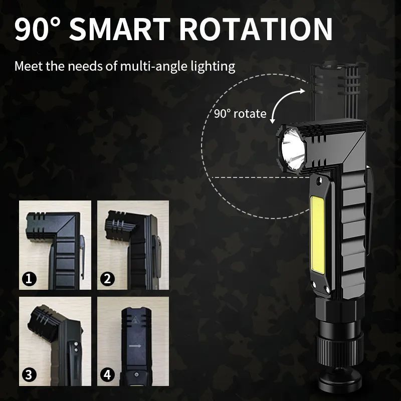 Cross Border COB Work Light Automotive Overhaul Handheld Work Light Rotating Head with Magnet Flashlight