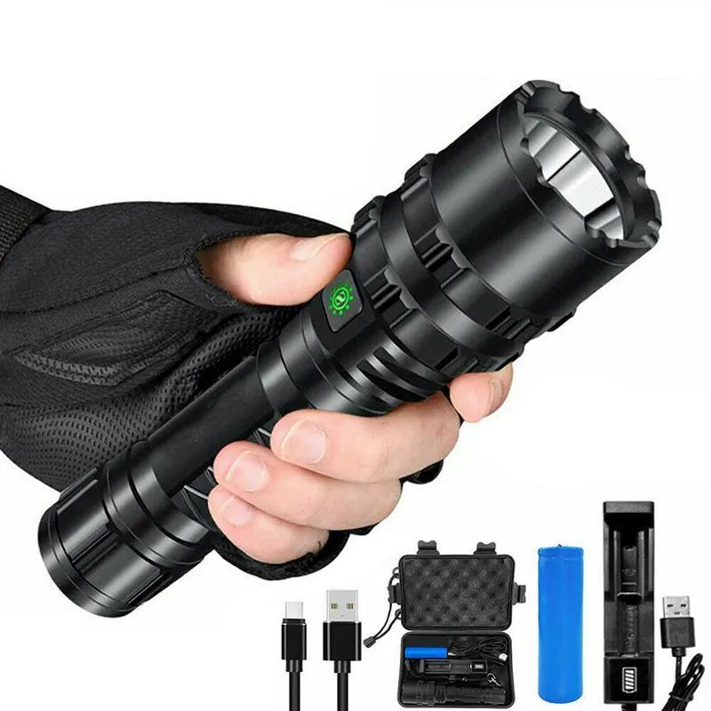 Powerful Flashlight USB Rechargeable L2 Super Bright Outdoor Waterproof Aluminum Alloy Tactical LED Flashlight