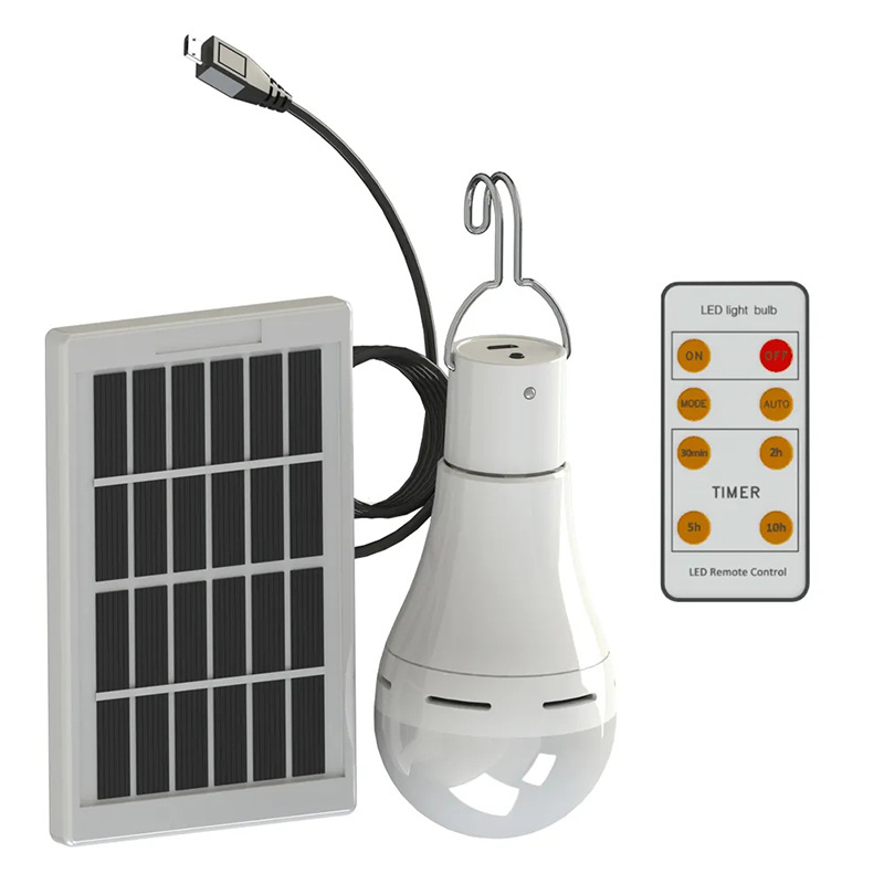 LED Solar Bulb USB Remote 5 Mode Light for Indoor Garden Street Light Emergency Bulb Sunlight Lamp New 9W 350LM 40 80 ABS IP65