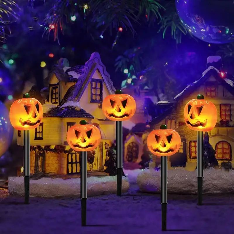 Holy Day Outdoor Pumpkin Lawn Ground Plug Light Solar Patio Garden Deck Ambient Lights