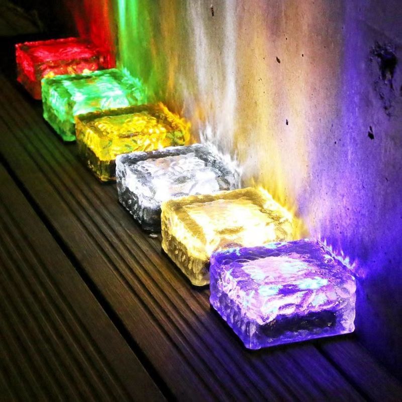 Lawn Solar Garden Light LED Brick Ice Cube Solar Lights Outdoor Decoration Lamp for Stair Pathway Driveway Landscape Patio Xmas