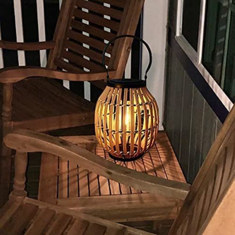 Solar Bamboo Woven Lantern Lawn Light Outdoor Patio Garden Landscape Garden Lights