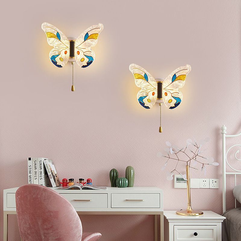 Cross-border Bedside Scandinavian Personalized Creative Children's Room led Butterfly Wall Sconce Bedroom Background Wall Lights