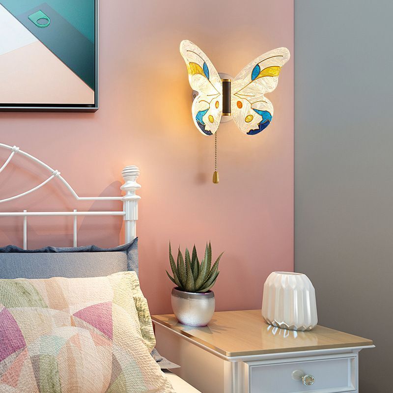 Cross-border Bedside Scandinavian Personalized Creative Children's Room led Butterfly Wall Sconce Bedroom Background Wall Lights