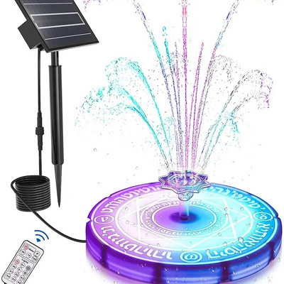 Solar Water Pump Lamp Outdoor Rockery Flower Pool Bird Bath RGB with Remote Control Fountain Lamp