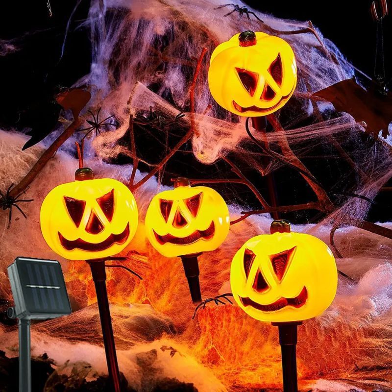 Holy Day Outdoor Pumpkin Lawn Ground Plug Light Solar Patio Garden Deck Ambient Lights