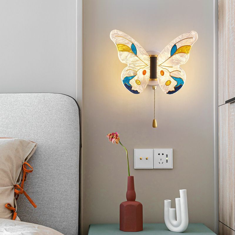 Cross-border Bedside Scandinavian Personalized Creative Children's Room led Butterfly Wall Sconce Bedroom Background Wall Lights