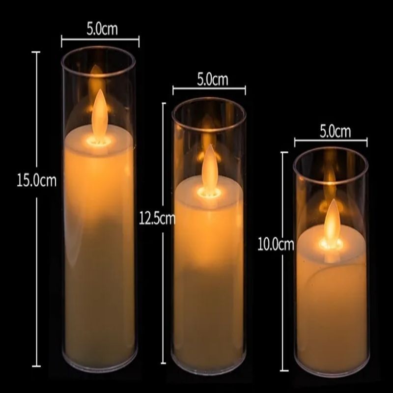 Battery Operated Pillar Flameless Flickering Wick Plastic LED Candle Home Decor Light