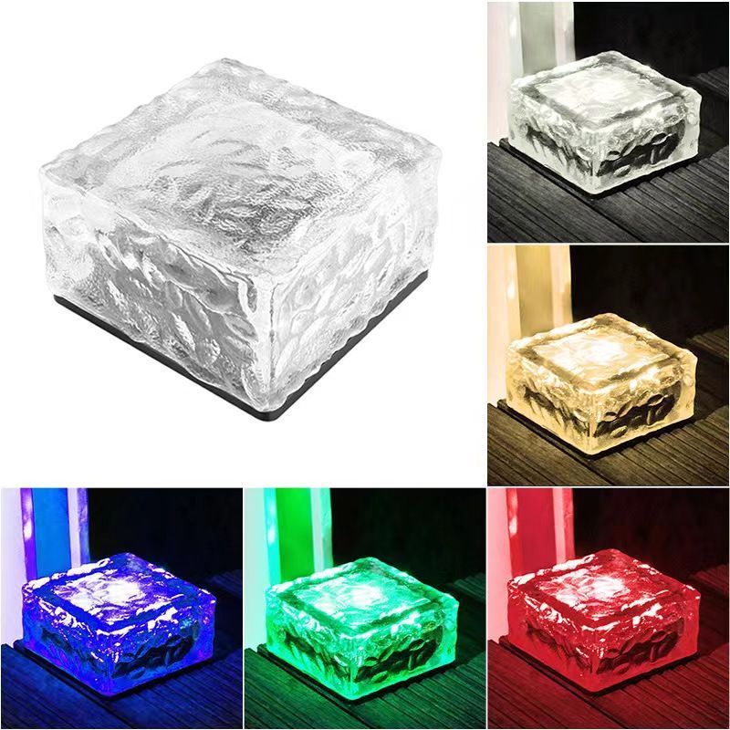 Lawn Solar Garden Light LED Brick Ice Cube Solar Lights Outdoor Decoration Lamp for Stair Pathway Driveway Landscape Patio Xmas