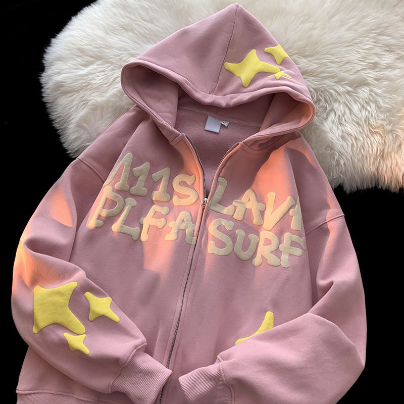 Custom Street Wear OEM  Mens Plus Size High Quality Embroidered Embossed 3d Puff Print Heavyweight Full Zip Up Hoodies Oversized