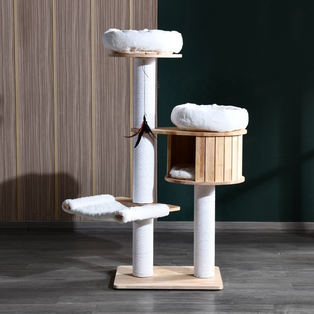 high quality modular cat tree top platform cat tower comfy cushion house hammock sisal scratching post for cat climbing playing