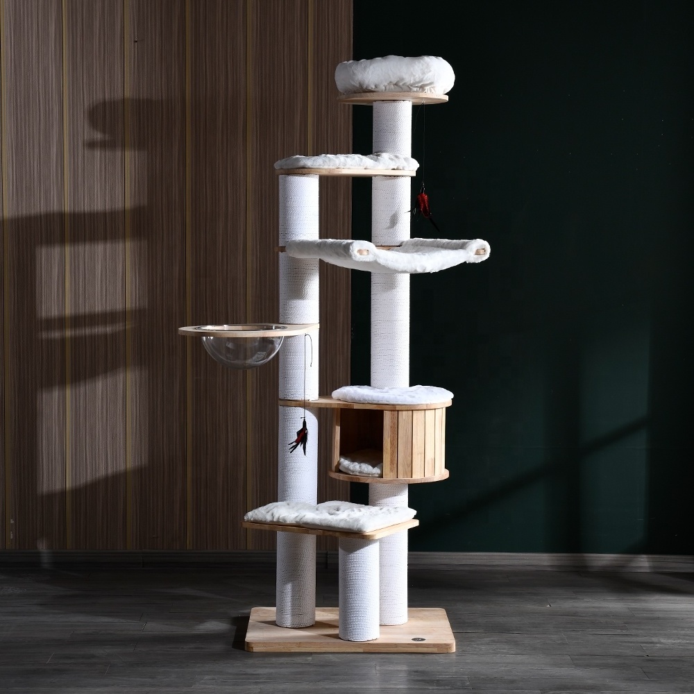 high quality modular cat tree top platform cat tower comfy cushion house hammock sisal scratching post for cat climbing playing