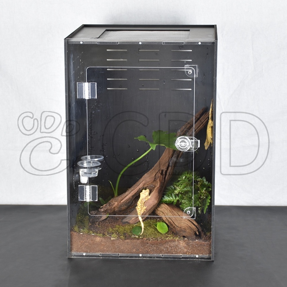 16x16x24 inch black tall gecko display case enclosure arboreal reptile bioactive terrarium PVC tank cage for crested gecko