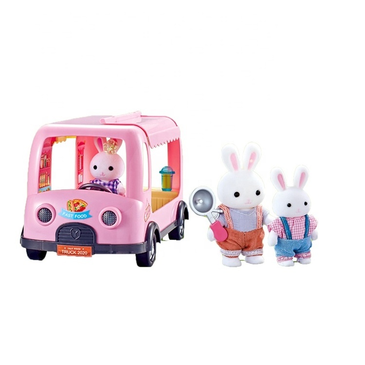 Hot selling Cute Rabbit Doll Fast Food Car Doll Toy Food Barbecue Kitchen Girl Toy