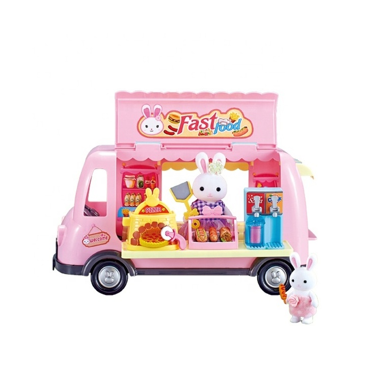 Hot selling Cute Rabbit Doll Fast Food Car Doll Toy Food Barbecue Kitchen Girl Toy