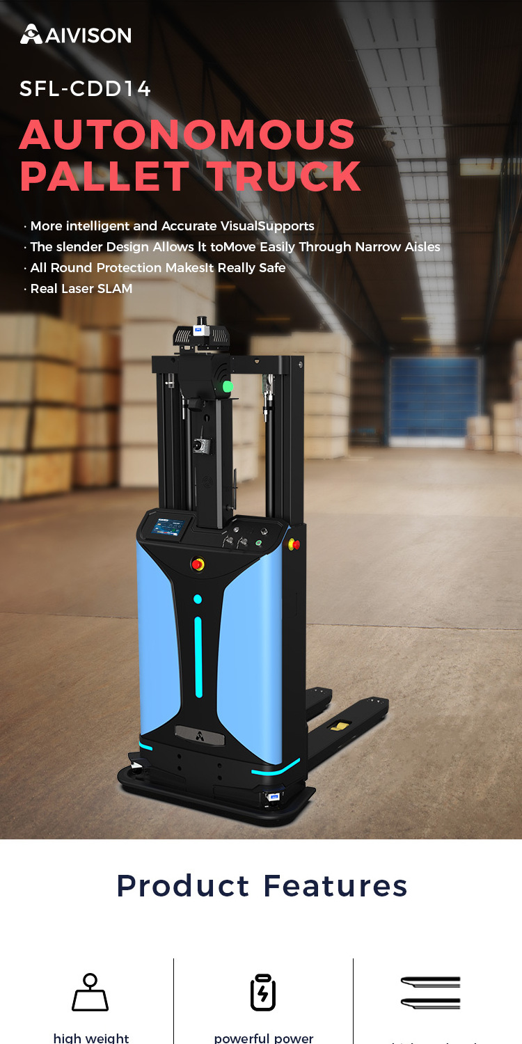 Aivison AGV robot for pallet warehouse battery mobile pallet jack transfer trolley automatic pallet truck stacker forklift